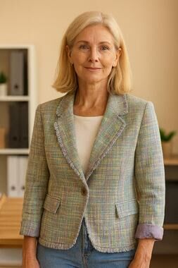 Notches Pastel Patchwork Raw Hem Button Up Small Quirky Retro Vintage Blazer